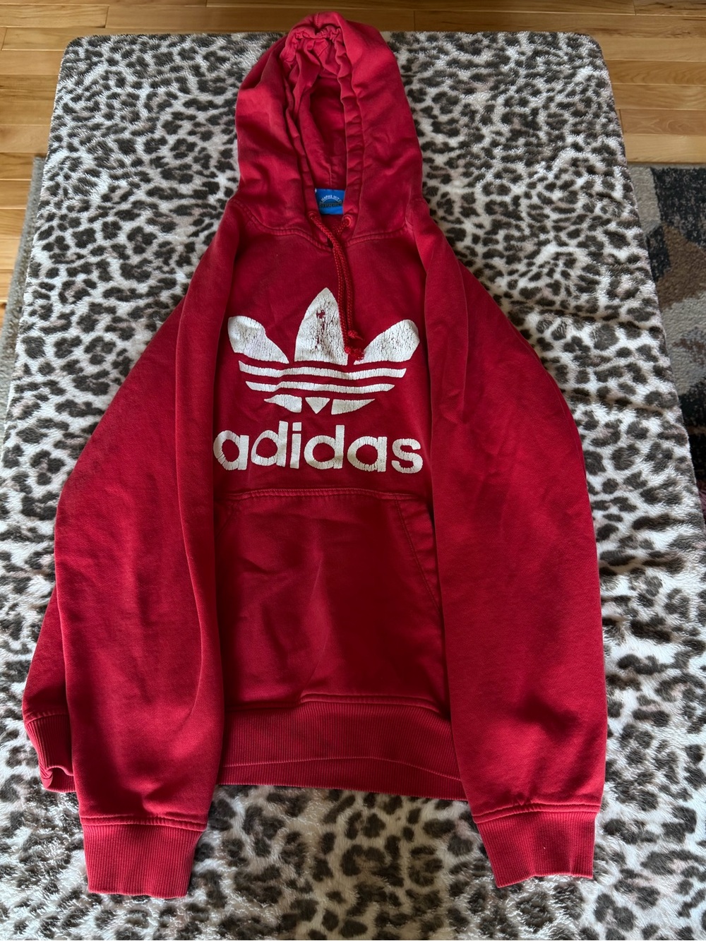 Red Adidas Pullover Hoodie- Size Medium